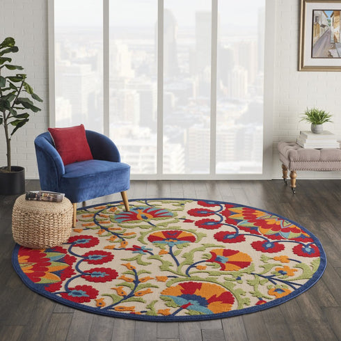 Red and Multicolor Indoor Outdoor Runner Rug